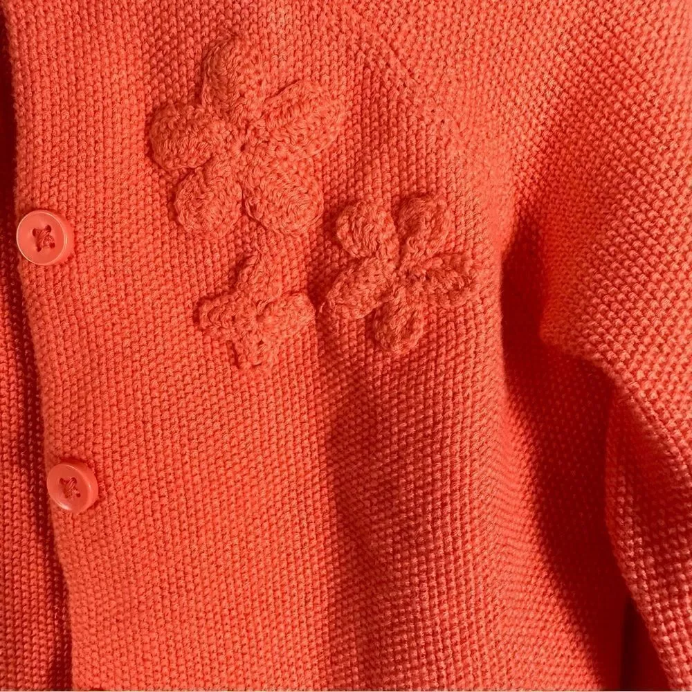 Gymboree Toddler Girl Lightweight Coral Cotton Sweater Floral Detail 12-18 Month